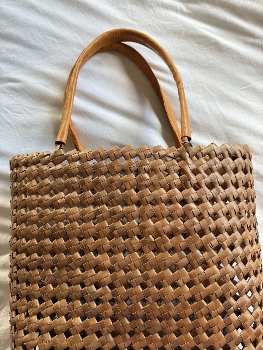 Woven Tote Bag in Light Brown - Picture 2 of 2